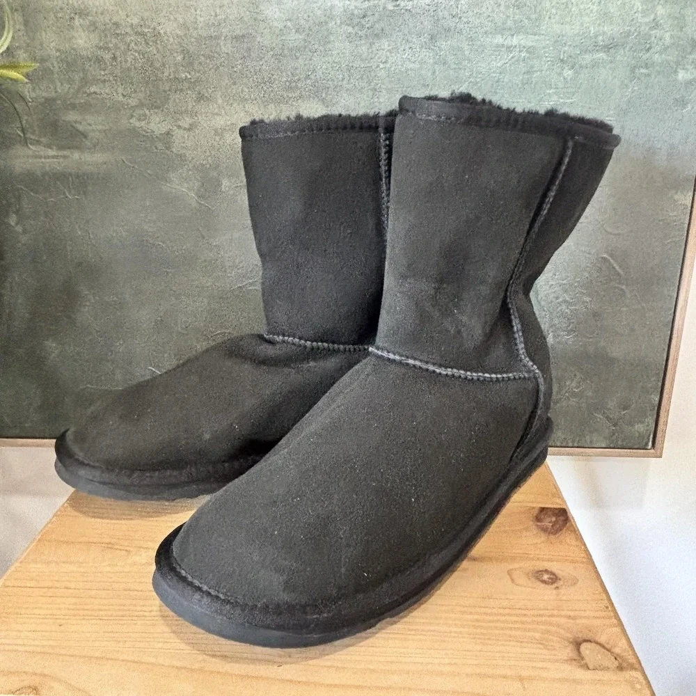 Australia Luxe Collective Boots Mens Size 13 Black‎ Sheepskin Cosy Short Snow
